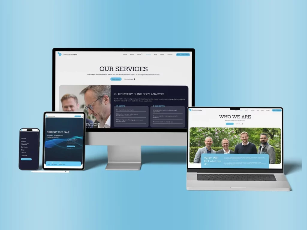 Fractional View 8 FV website responsive mockup SATO studio
